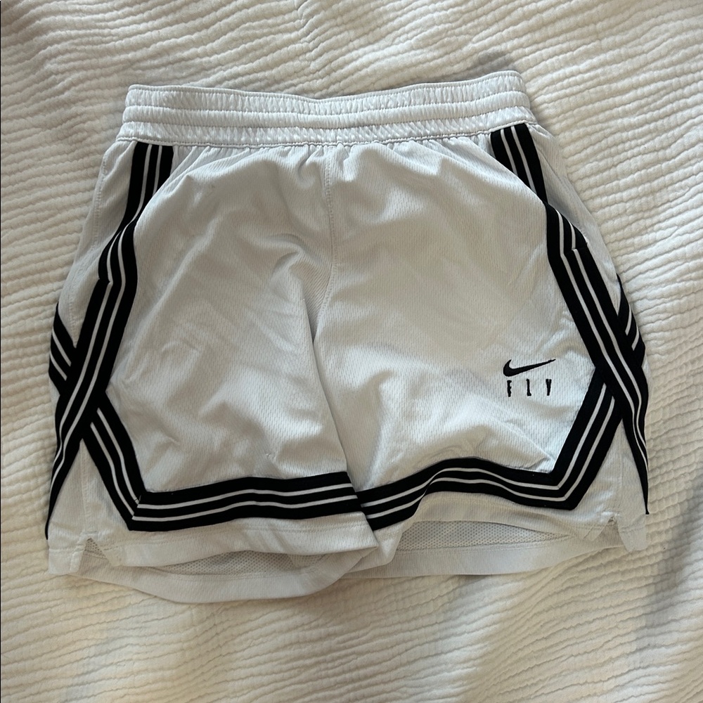 Nike White Fly Crossover Shorts with Black Stripes